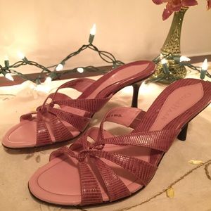 Cole Haan pink leather strappy slides